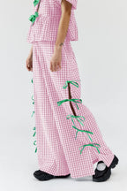Side Tied Plaid Pants (11)