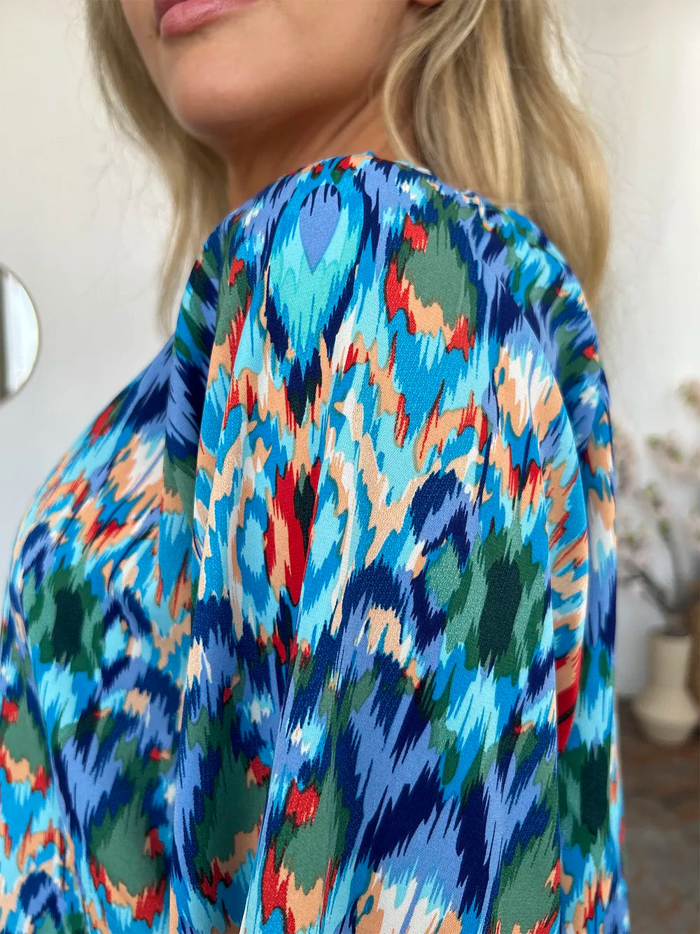 Full Size Printed Balloon Sleeve Blouse (21)
