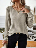 Ribbed Knit Long Sleeve T-shirt