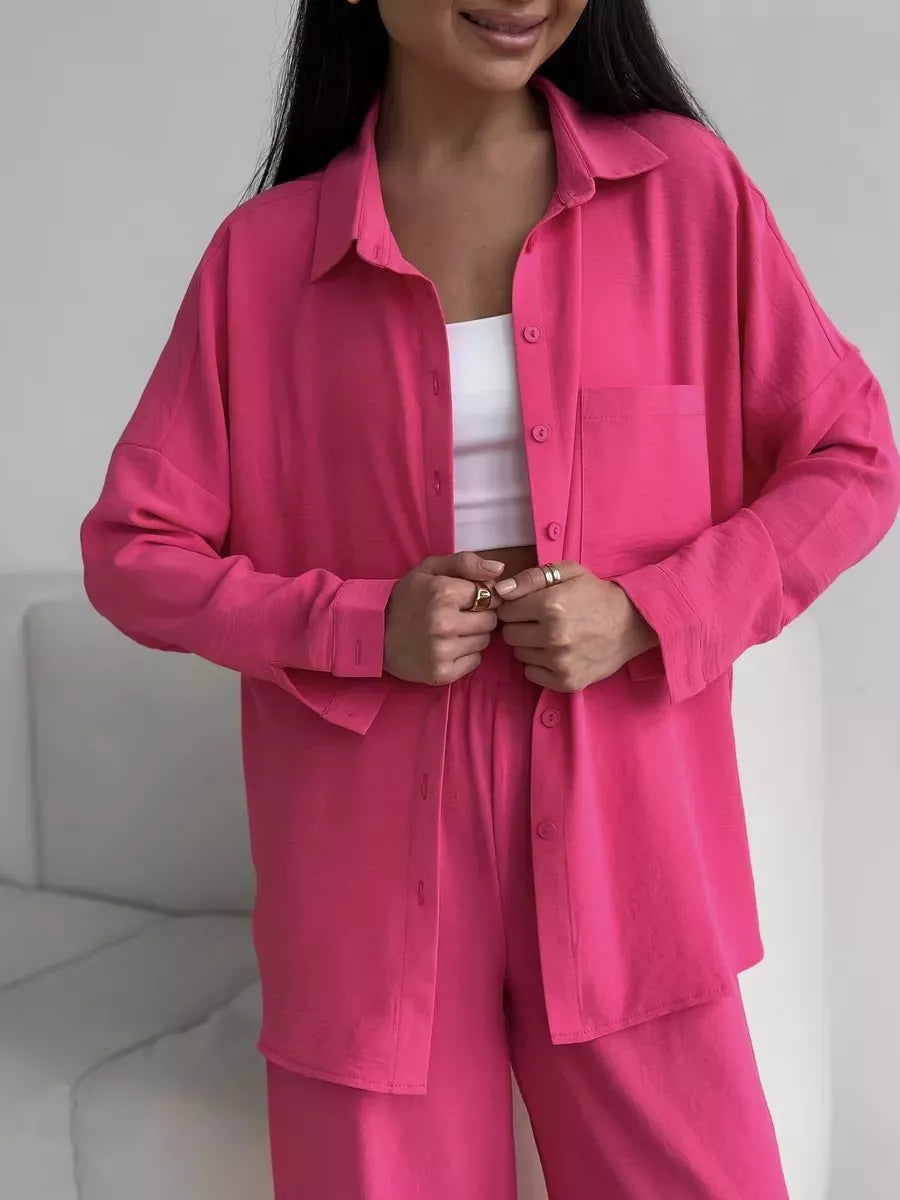 Button Up Long Sleeve Shirt Pants Set (25)