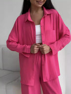 Button Up Long Sleeve Shirt Pants Set (25)