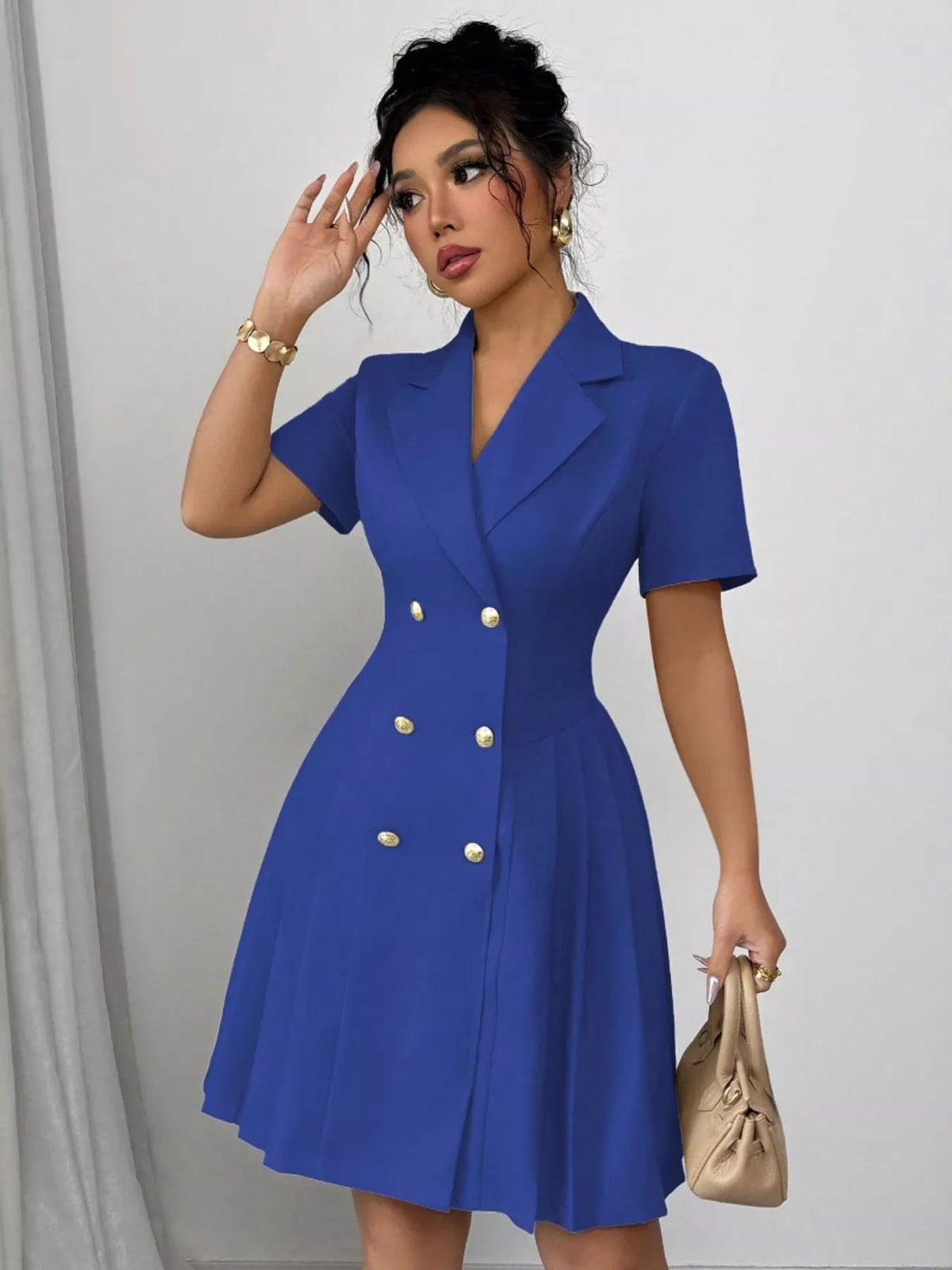 Double-breasted Pleated Blazer Dress (11)