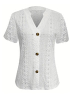 Openwork Notched Short Sleeve Top (2)