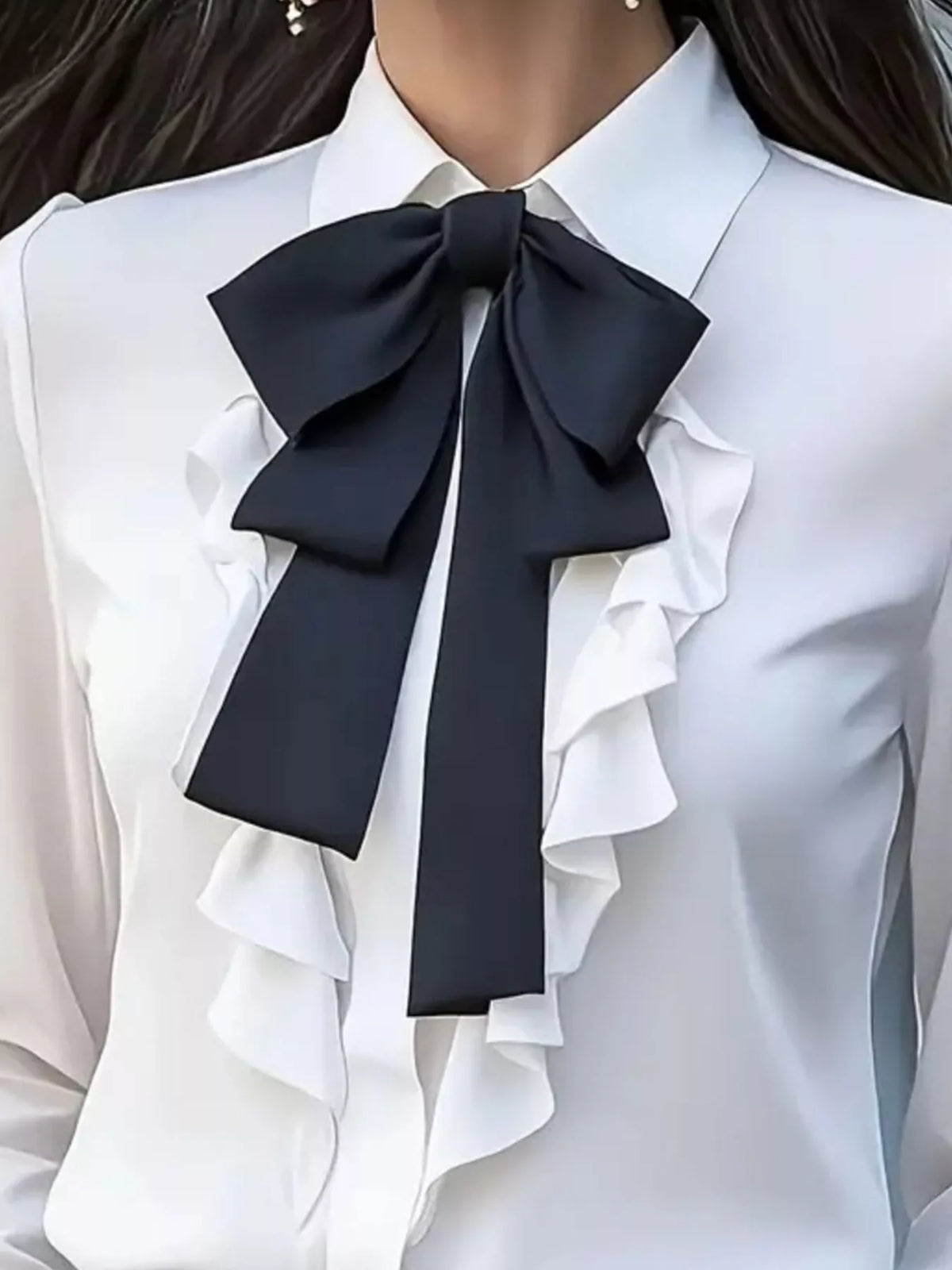 Ruffled Tie Front Long Sleeve Blouse (8)
