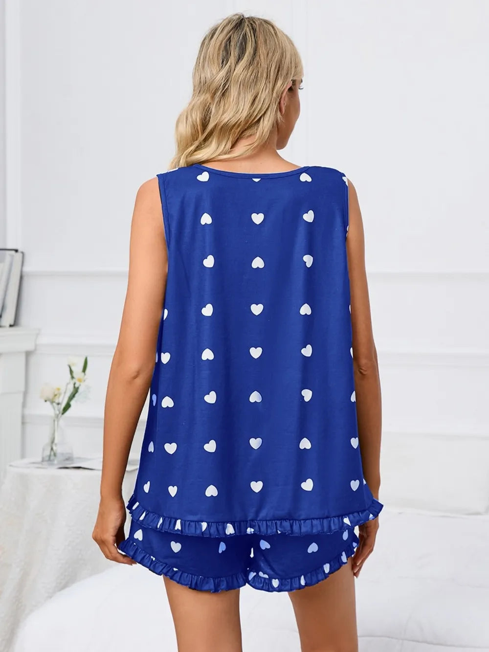 Heart Scoop Neck Tank Shorts Lounge Set (18)