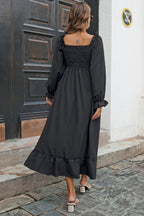 Smocked Ruffle Hem Flounce Sleeve Dress (8)