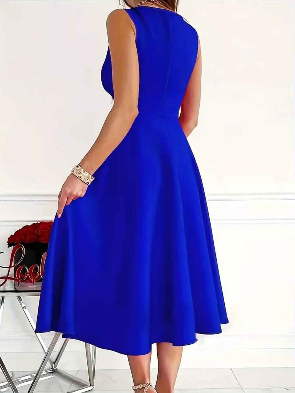 Sleeveless A-line Midi Dress (5)