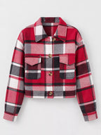 Plaid Button-front Cropped Jacket (50)