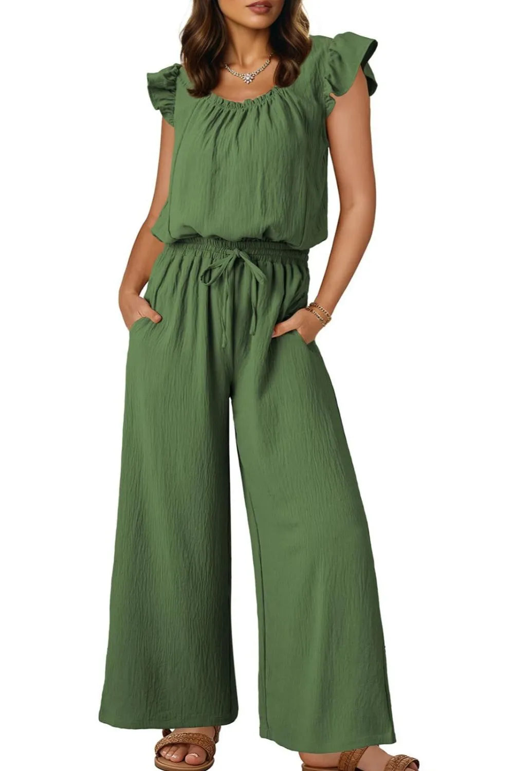 Ruffled Cap Sleeve Wide Leg Jumpsuit (9)