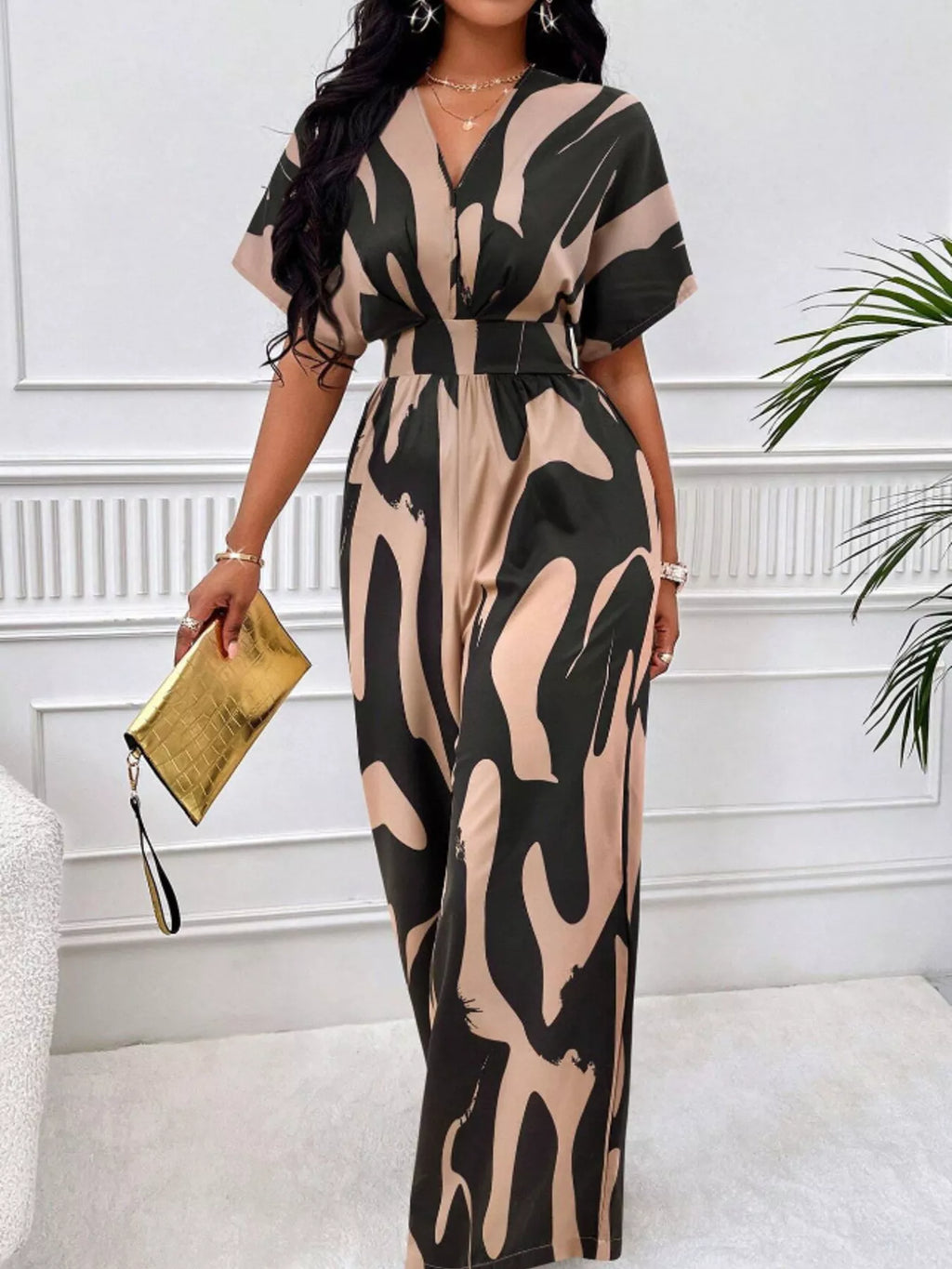 Abstract Print Wide-leg Jumpsuit (8)