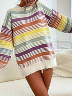 Striped Knit Long Sleeve Sweater (5)