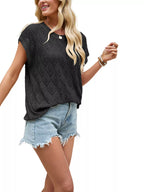 Openwork Short Sleeve Knit Top (4)