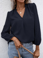 Swiss Dot Frill Trim Puff Sleeve Blouse (8)