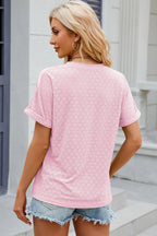 Eyelet Notched Short Sleeve T-shirt (32)