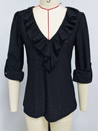 Eyelet Ruffle V-neck Blouse (15)
