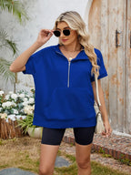 Half Zip Short Sleeve Hooded Top (2)