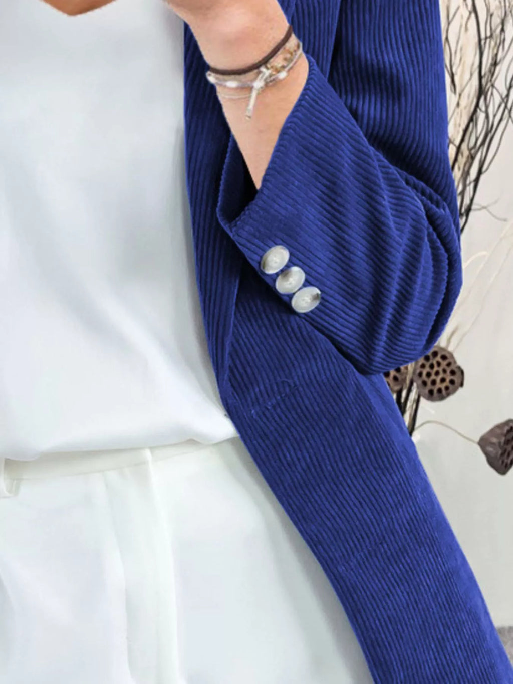 Corduroy Lapel Collar Casual Blazer (11)