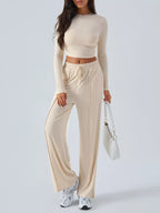 Round Neck Long Sleeve Top Pants Set