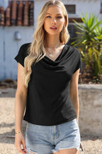 Cowl Neck Short Sleeve T-shirt (2)