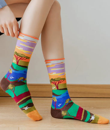 Personalized Oil Painting Street Trend Cotton Socks photo 1
