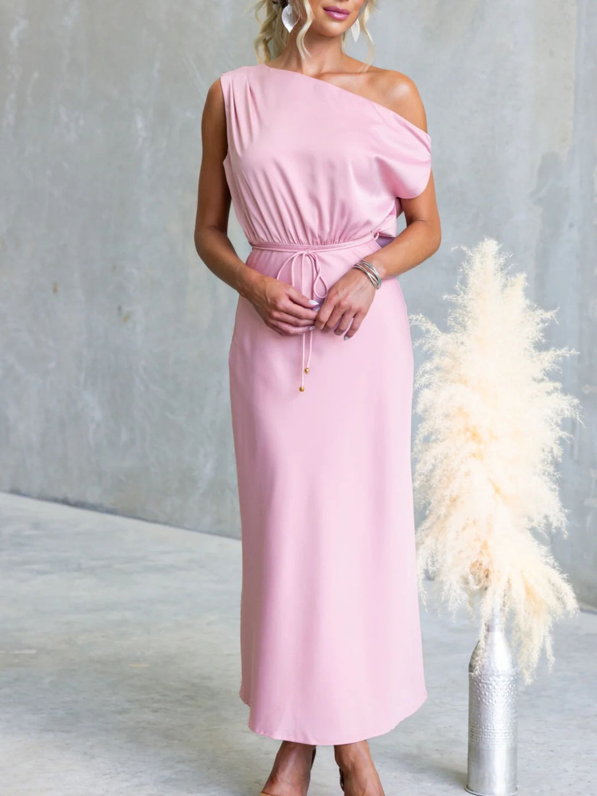 One-shoulder Tied Midi Dress (16)