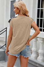 Leopard Round Neck Cap Sleeve T-shirt (20)