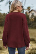 Textured V-neck Dropped Shoulder T-shirt (2)