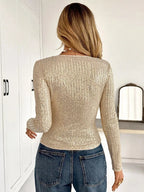Sequin Long Sleeve Crop T-shirt (9)