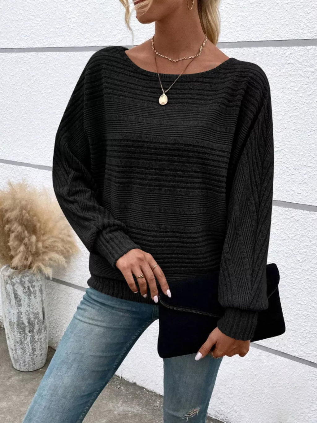 Relaxed Fit Ribbed Knit T-shirt (9)