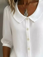 Full Size Peter Pan Collar Button Up Shirt Plus (6)