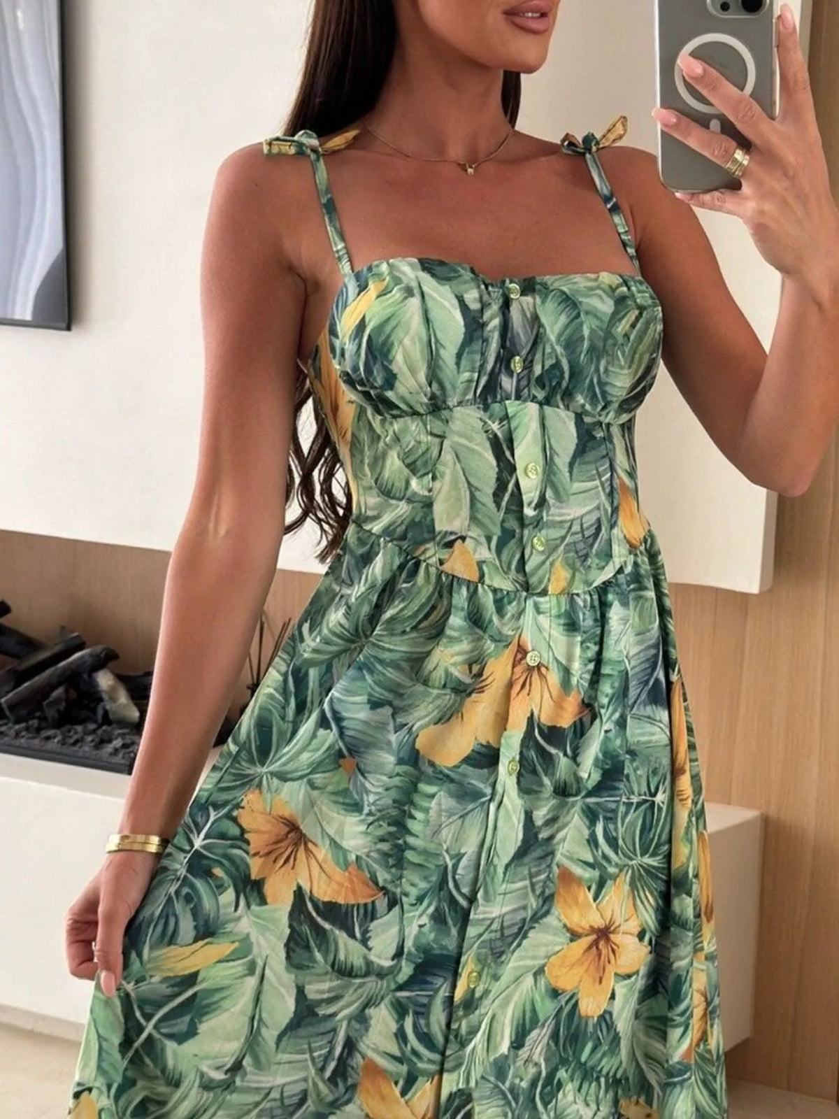 Printed Tie-strap Midi Dress (29)