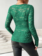 V-neck Long Sleeve Lace Top (29)
