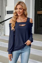 Cold Shoulder Square Neck Cutout Blouse (4)