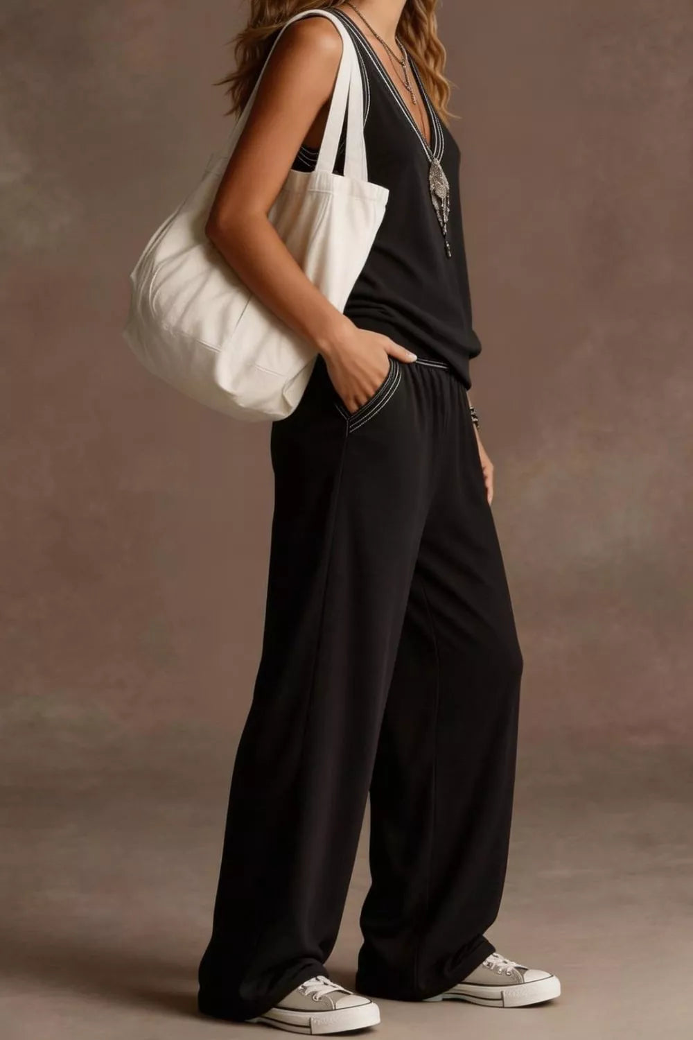 V-neck Tank Wide Leg Pants Set (11)