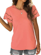 Round Neck Short Sleeve Casual T-shirt (15)