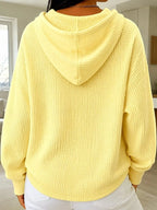 Full Size Waffle Knit Button Detail Hoodie Plus (11)
