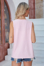 Eyelet Open Front Sleeveless Cardigan (3)