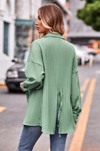 Slit Dropped Shoulder Longline Shirt (6)