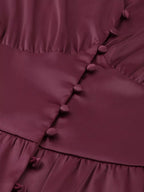 Elegant V-neck Puff Sleeve Button-down Midi Dress (13)