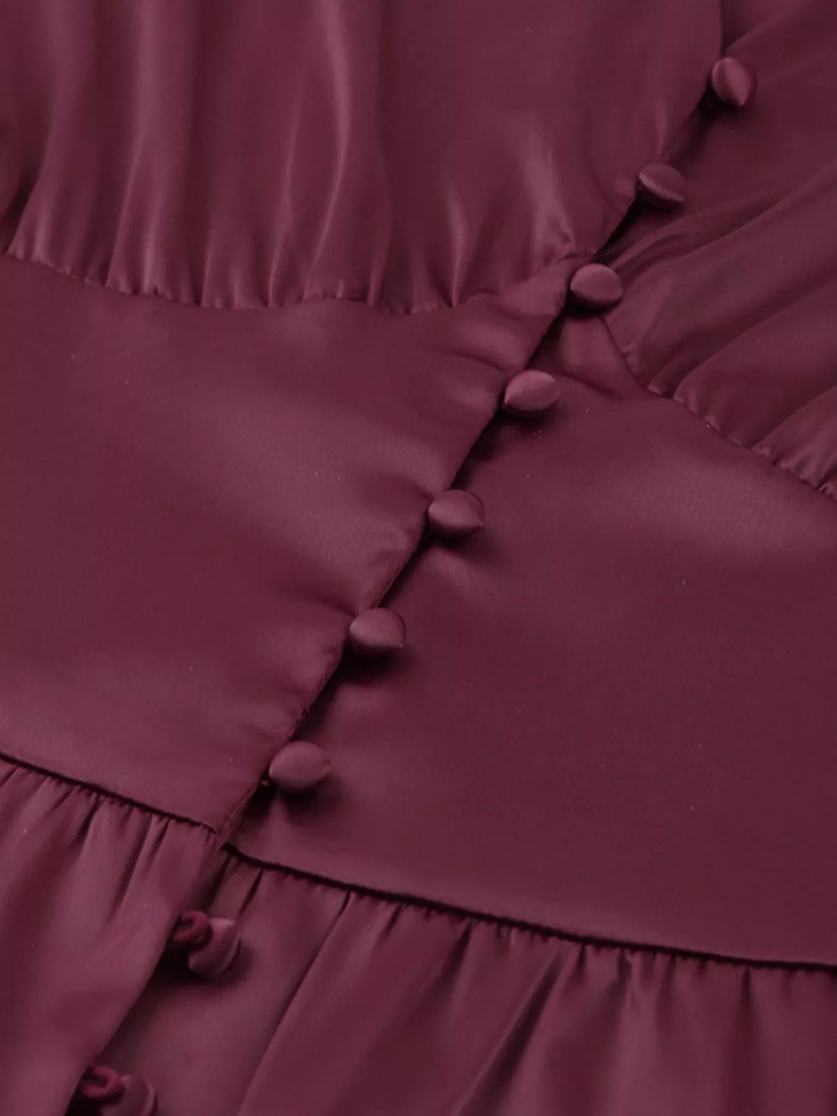 Elegant V-neck Puff Sleeve Button-down Midi Dress (13)