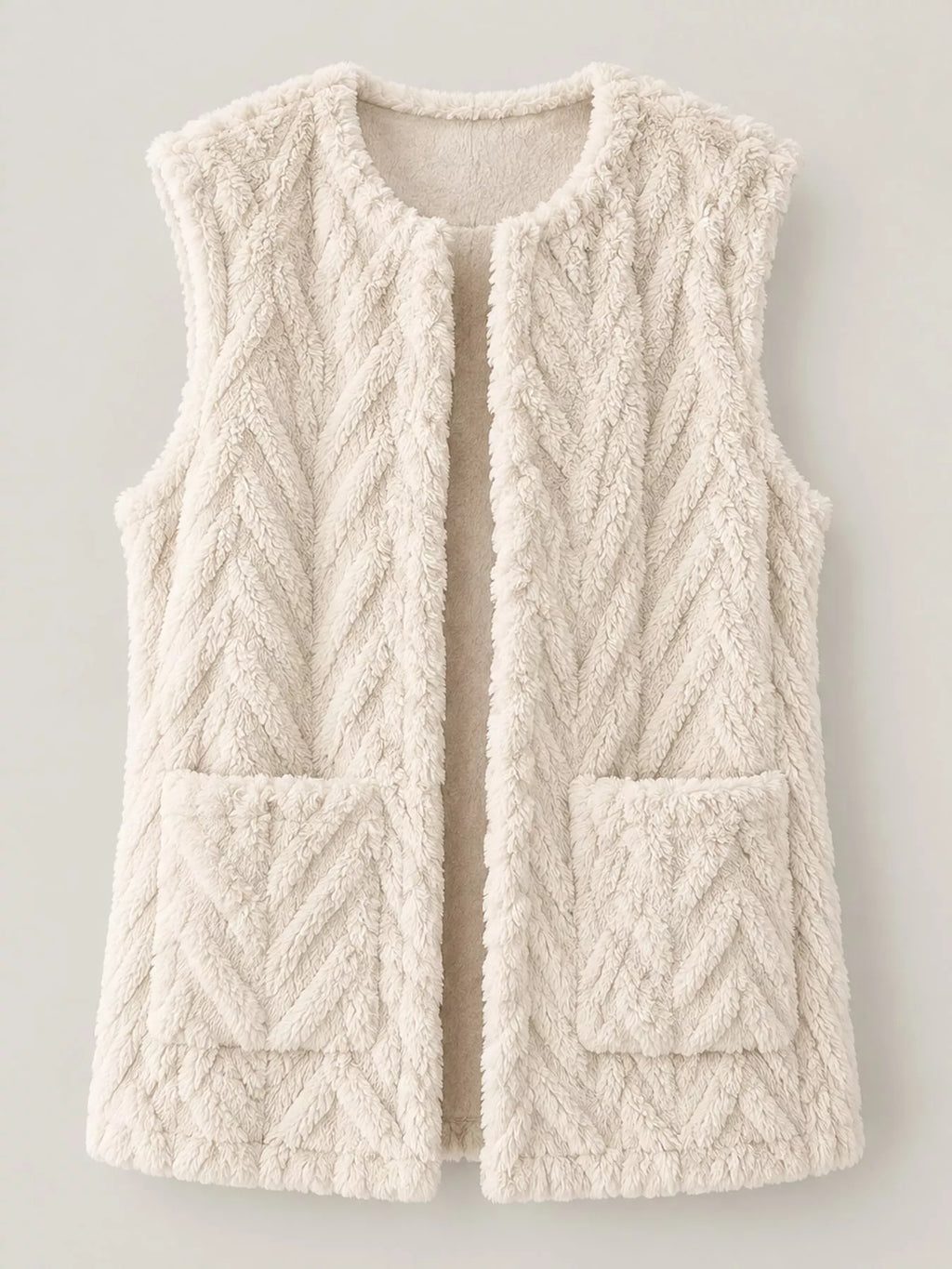 Sherpa Open Front Vest Coat (12)