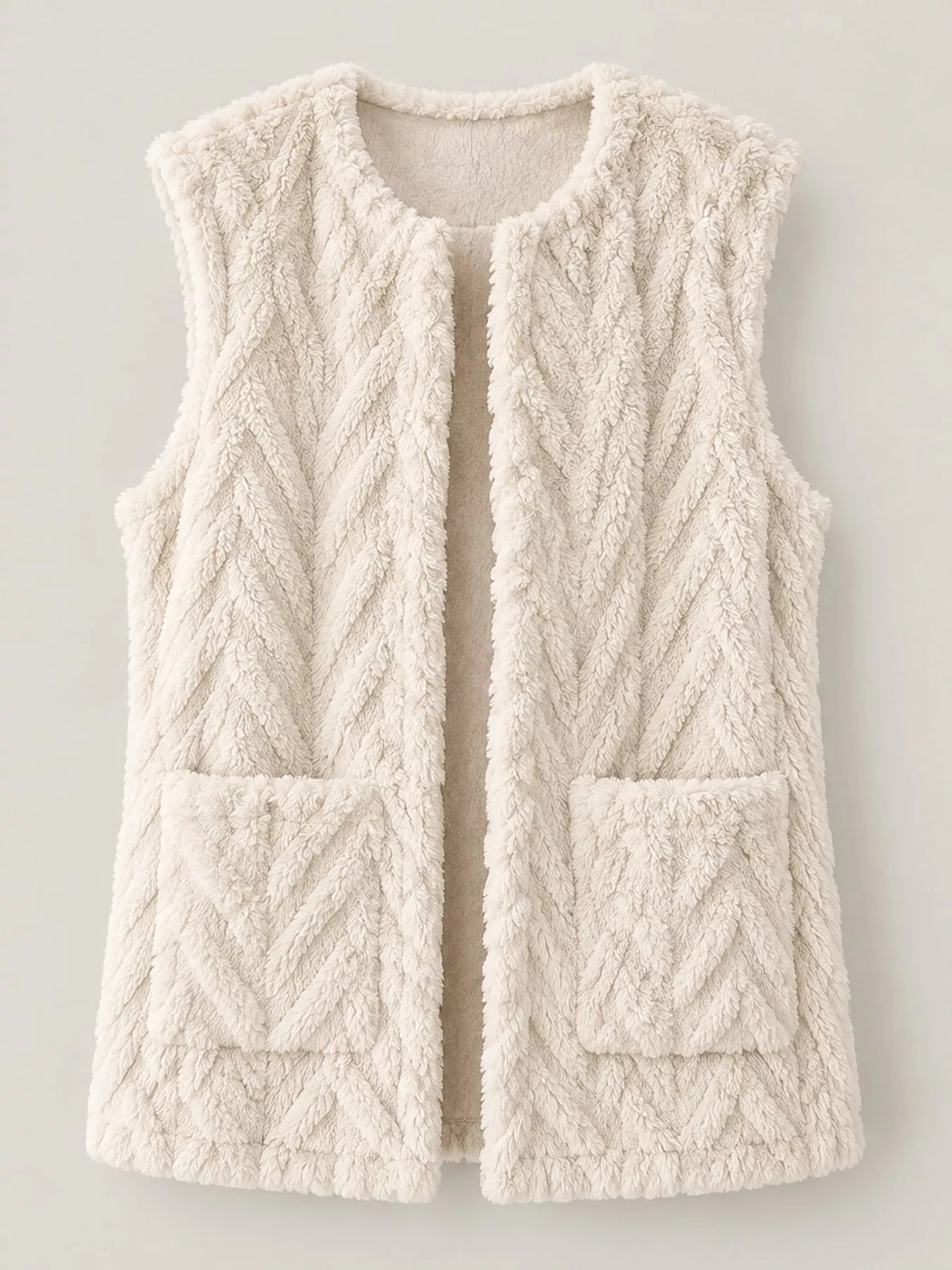 Sherpa Open Front Vest Coat (12)
