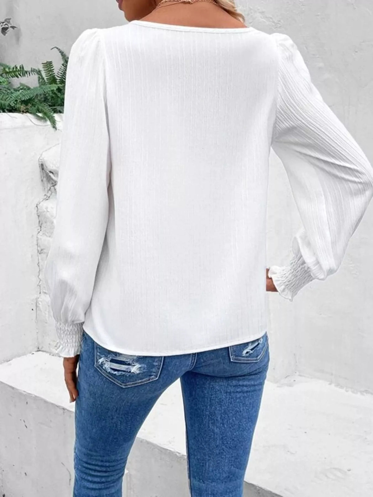Lace Trim Long Sleeve Blouse (17)