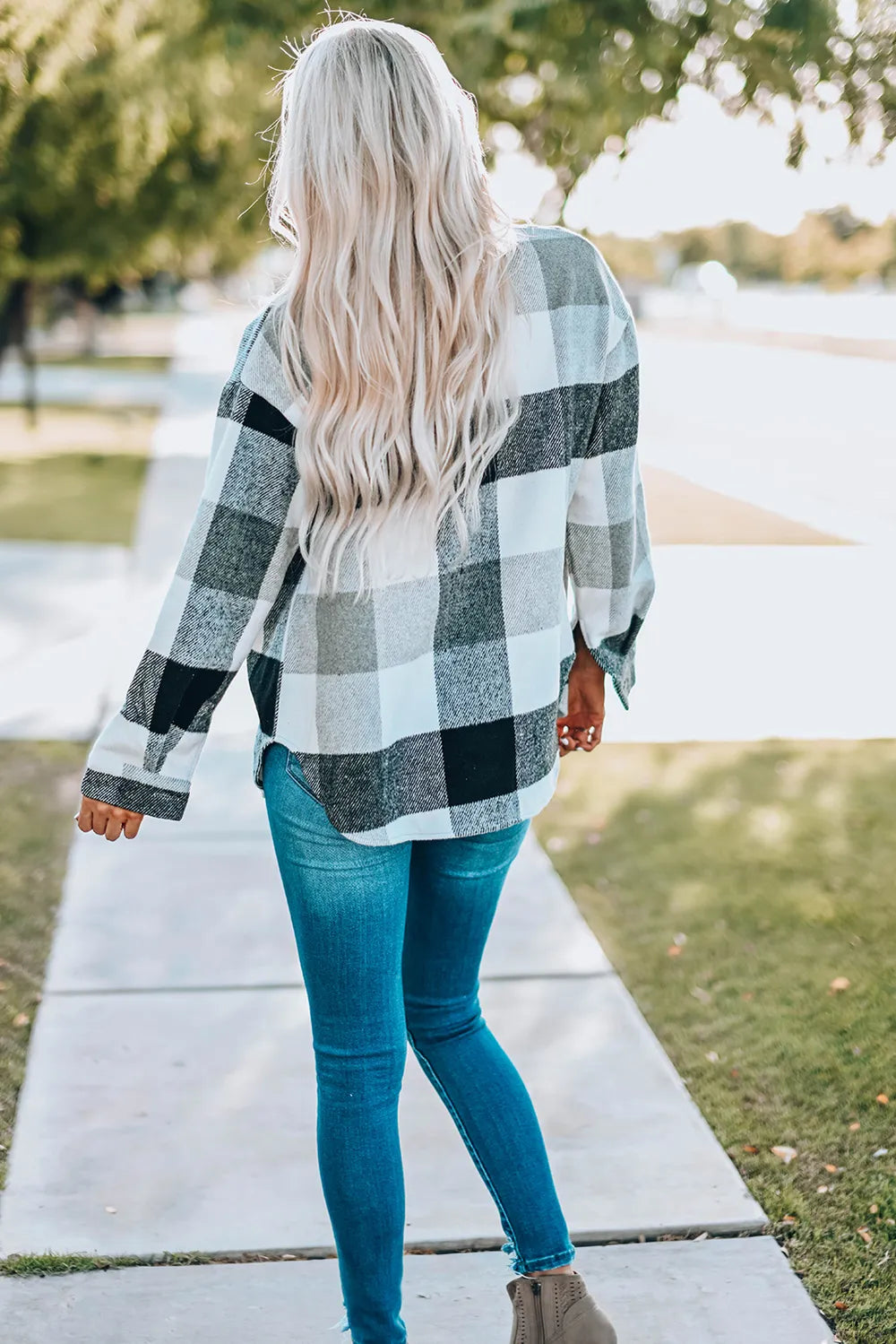 Plaid Button Up Dropped Shoulder Jacket (12)
