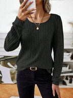 Ribbed Knit Long Sleeve T-shirt (28)