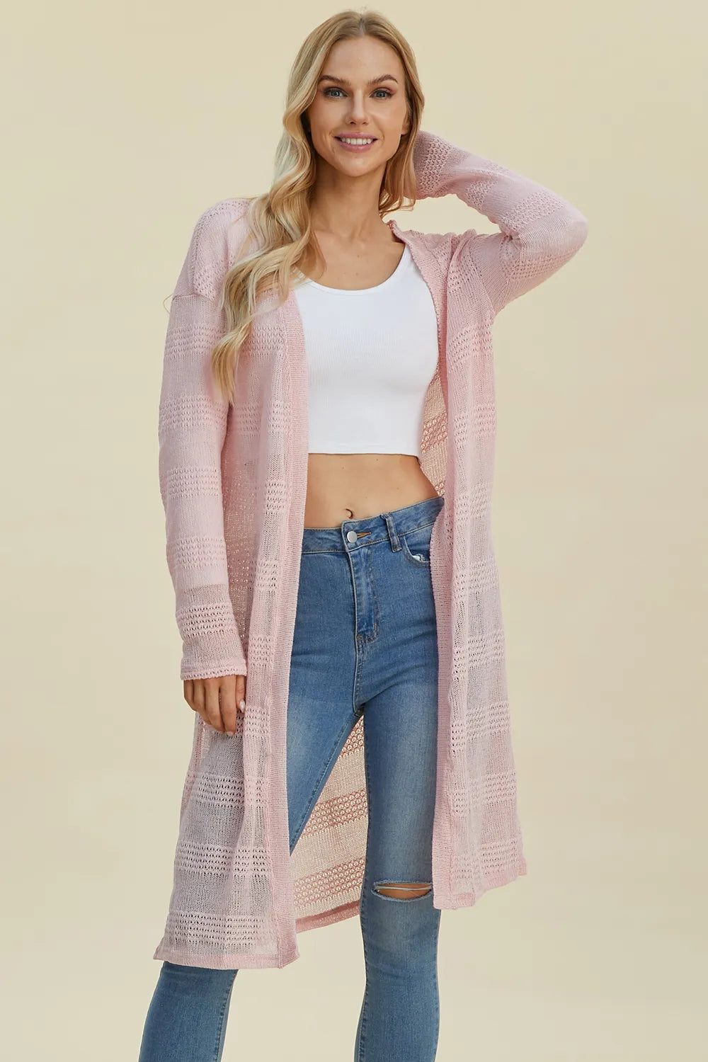 Full Size Open Front Longline Cardigan (17)