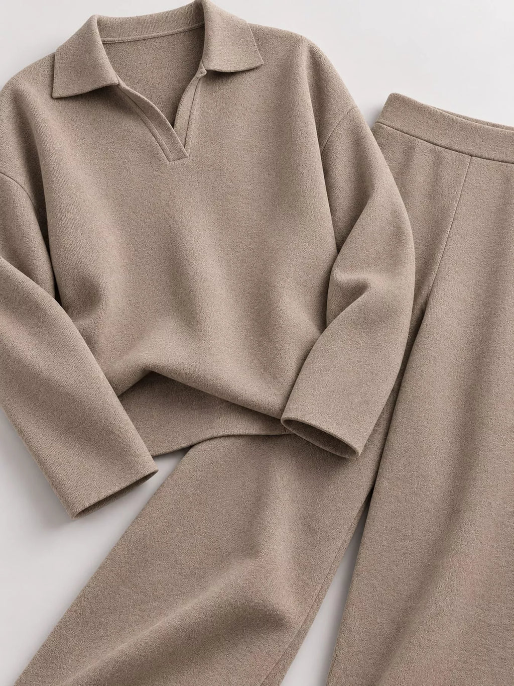 Polo Collar Top Wide-leg Pants Set (15)