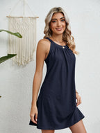 Eyelet Round Neck Sleeveless Dress (25)