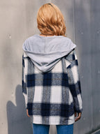 Plaid Dropped Shoulder Hooded Jacket (6)