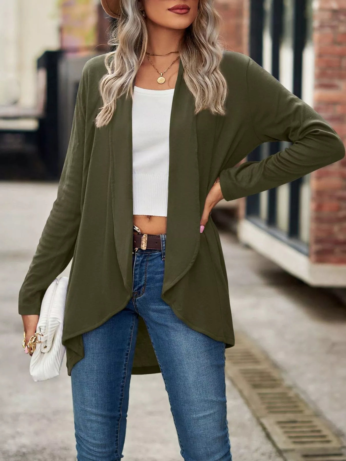 Open-front Dropped Shoulder Cardigan (16)